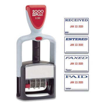 COSCO 2000PLUS® Model S 360 Self-inking Two-color Message Dater, 5 Years, Entered-faxed-paid-received, 1.81" X 1.25", Blue-red Ink freeshipping - TVN Wholesale